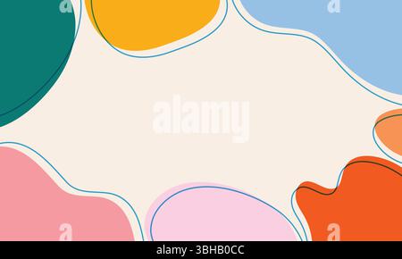 Fond tendance avec cadre abstrait coloré de formes doodle. Illustration de Vecteur