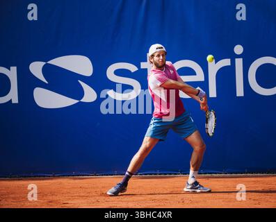 Villeurbanne, France. 09 juin 2025. Lucas Poullain (FRA) lors de la première journée de l'Open Sopra Steria (Lyon, France) juin 9-15 2025 crédit : DPPI Media/Alamy Live News Banque D'Images