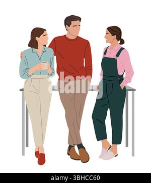 Jeunes adultes discutant avec désinvolture au bureau Illustration de Vecteur