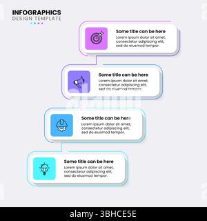 Modèle d'infographie avec icônes et 4 options ou étapes. Escaliers. Peut être utilisé pour la mise en page de flux de travail, le diagramme, la bannière, la conception Web. Illustration vectorielle Illustration de Vecteur