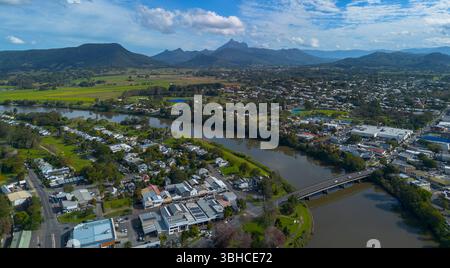 Vue aérienne de Murwillumbah dans les rivières du nord, nouvelle-galles du sud, australie Banque D'Images
