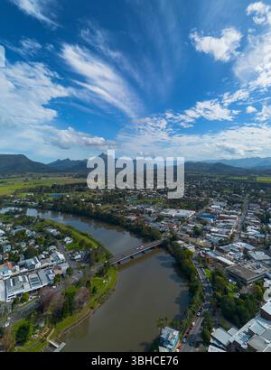 Vue aérienne de Murwillumbah dans les rivières du nord, nouvelle-galles du sud, australie Banque D'Images