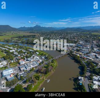 Vue aérienne de Murwillumbah dans les rivières du nord, nouvelle-galles du sud, australie Banque D'Images