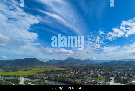 Vue aérienne de Murwillumbah dans les rivières du nord, nouvelle-galles du sud, australie Banque D'Images
