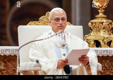 Cité du Vatican. 09 juin 2025. Le pape Léon XIV célèbre une messe en la basilique Pierre à l'occasion du Jubilé du Saint-Siège. Crédit : Riccardo de Luca - Actualiser les images/Alamy Live News Banque D'Images