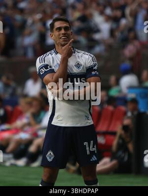 Vancouver, Vancouver, C.-B., Canada. 8 juin 2025. Match de saison régulière de la MLS Vancouver Whitecaps FC vs Seattle Sounders FC Vancouver Whitecaps L'attaquant Daniel Rios (14) célèbre avec vos équipes le 2e but contre Seattle Sounders FC à BC place le 8 juin 2025 à Vancouver, Canada.(photo par Tomaz Jr/Pximages) (crédit image : © Tomaz Jr/PX Imagens via ZUMA Press Wire) USAGE ÉDITORIAL SEULEMENT ! Non destiné à UN USAGE commercial ! Banque D'Images
