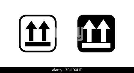 Icônes de symbole de direction d'empilage, utilisées sur l'emballage pour indiquer l'orientation appropriée pour l'empilage et le stockage dans les entrepôts et pendant le transport. Illustration de Vecteur