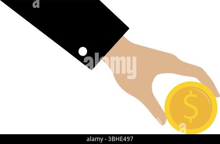 Main tenant la pièce - donner, recevoir ou gagner de l'argent icône Illustration de Vecteur