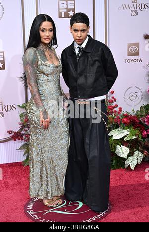 Los Angeles, États-Unis. 09 juin 2025. Kehlani arrive aux BET Awards 2025 organisés au Peacock Theater le 9 juin 2025 à Los Angeles, CA. © Starbuck/ Credit : AFF/Alamy Live News Banque D'Images