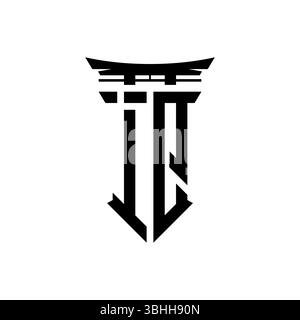 Logo monogramme initial avec design géométrique moderne de style japonais Torii Gate en arrière-plan isolé, logo géométrique minimaliste de style japonais. Illustration de Vecteur