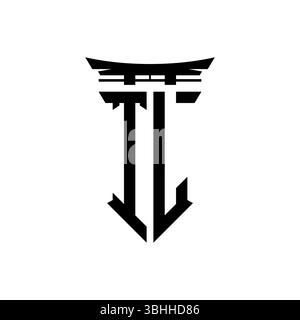 Logo monogramme initial avec design géométrique moderne de style japonais Torii Gate en arrière-plan isolé, logo géométrique minimaliste de style japonais. Illustration de Vecteur