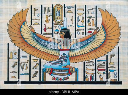 Dieux égyptiens sur Papyrus (réplique moderne) Banque D'Images