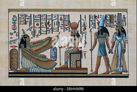 Dieux égyptiens sur Papyrus (réplique moderne) Banque D'Images
