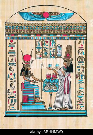 Dieux égyptiens sur Papyrus (réplique moderne) Banque D'Images