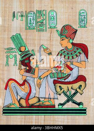 Dieux égyptiens sur Papyrus (réplique moderne) Banque D'Images