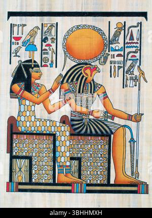 Dieux égyptiens sur Papyrus (réplique moderne) Banque D'Images