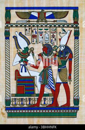 Dieux égyptiens sur Papyrus (réplique moderne) Banque D'Images