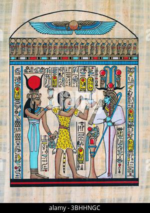 Dieux égyptiens sur Papyrus (réplique moderne) Banque D'Images