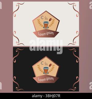 Design de cadre d'étiquette de thé ornemental - variantes de thème clair et foncé fond pour le Web et les médias sociaux. Illustration de Vecteur