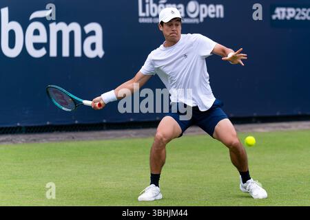 ROSMALEN, PAYS-BAS - 10 JUIN : Mackenzie McDonald des États-Unis d'Amérique en action lors de la deuxième journée des Championnats Libema Open Grass court 2025 à Autotron le 10 juin 2025 à Rosmalen, pays-Bas. (Photo de Joris Verwijst/Orange Pictures) crédit : Orange pics BV/Alamy Live News Banque D'Images