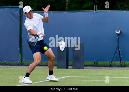 ROSMALEN, PAYS-BAS - 10 JUIN : Mackenzie McDonald des États-Unis d'Amérique en action lors de la deuxième journée des Championnats Libema Open Grass court 2025 à Autotron le 10 juin 2025 à Rosmalen, pays-Bas. (Photo de Joris Verwijst/Orange Pictures) Banque D'Images