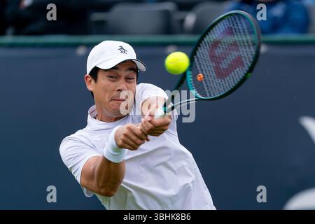 ROSMALEN, PAYS-BAS - 10 JUIN : Mackenzie McDonald des États-Unis d'Amérique en action lors de la deuxième journée des Championnats Libema Open Grass court 2025 à Autotron le 10 juin 2025 à Rosmalen, pays-Bas. (Photo de Joris Verwijst/Orange Pictures) Banque D'Images