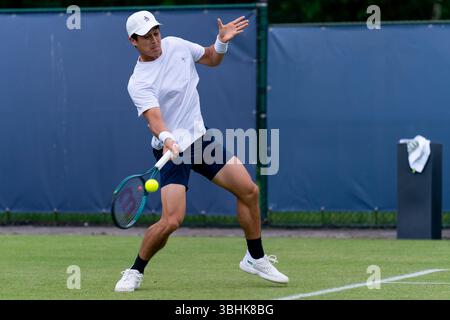 ROSMALEN, PAYS-BAS - 10 JUIN : Mackenzie McDonald des États-Unis d'Amérique en action lors de la deuxième journée des Championnats Libema Open Grass court 2025 à Autotron le 10 juin 2025 à Rosmalen, pays-Bas. (Photo de Joris Verwijst/Orange Pictures) Banque D'Images