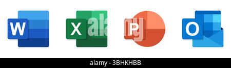 Jeu d'icônes de signature des programmes Microsoft Apps Illustration de Vecteur