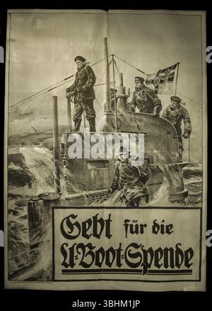 Affiche de la seconde Guerre mondiale exhortant la population allemande à contribuer financièrement à la construction de sous-marins pendant la seconde Guerre mondiale Banque D'Images