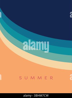 Modèle de vecteur d'impression d'affiche d'été abstrait. Design minimal eps10 illustration d'une plage et de l'océan. Illustration de Vecteur