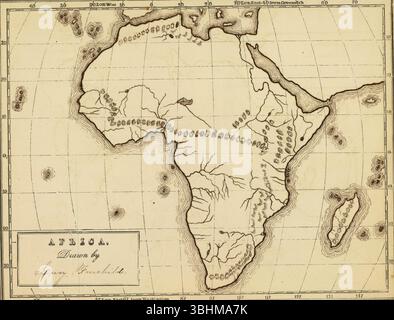 Carte africaine vintage révélant les caractéristiques géographiques détaillées, les côtes, les rivières, les chaînes de montagnes par le cartographe Spurr Fairchild. SEATTLE - 1ER MARS 20 Banque D'Images