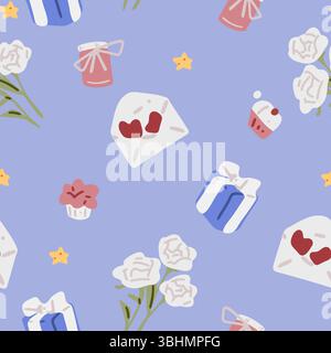 Design de motif sans couture de cadeaux romantiques Illustration de Vecteur