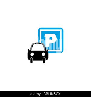 Icône de panneau de stationnement. Symbole de parking. Détail panneau bleu. Illustration de stationnement vectoriel. Illustration de Vecteur