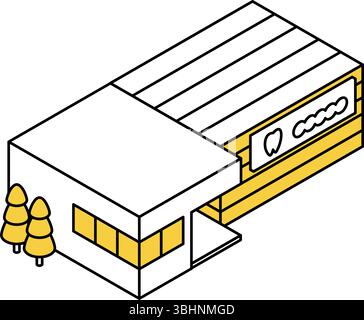 Illustration isométrique d'un bâtiment de clinique dentaire simple avec signalisation et entrée, vue isométrique d'un cabinet de dentiste dans la ville, vecteur I. Illustration de Vecteur
