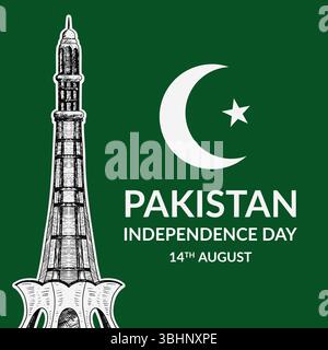 illustration du jour de l'indépendance du pakistan dans un design plat Illustration de Vecteur