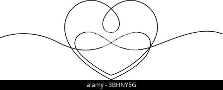 forme de coeur amour émotion infinity signe minimalisme une ligne dessin continu art décoratif Illustration de Vecteur