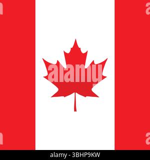 Drapeau du Canada avec feuille d'érable rouge – vecteur de symbole national canadien Illustration de Vecteur