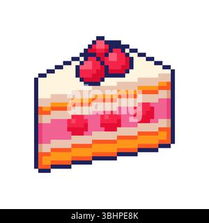 Pixel art Cake Strawberry jeu Asset design Illustration de Vecteur