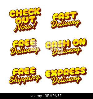 Texte de livraison 3D coloré parfait pour les promotions et les visuels d'achat en ligne Illustration de Vecteur