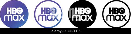 Ensemble d'icônes rondes de l'application mobile HBO Max, isolées sur un fond transparent, illustration vectorielle. HBO Max est une vidéo américaine à la demande par abonnement Illustration de Vecteur