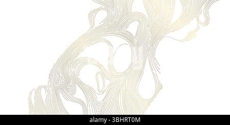 Texture en bois de ligne dorée de vecteur, motif de luxe abstrait ondulé. Graphique moderne d'art de flux, cheveux, illustration topographique de trait. Illustration de Vecteur