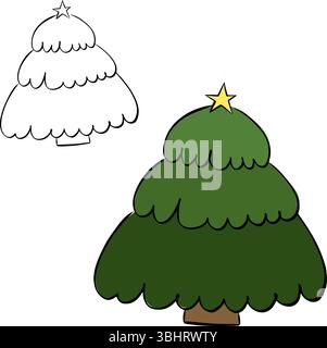 Arbres de Noël, design plat moderne. isolé sur fond transparent. Illustration vectorielle d'encre de ligne graphique. Peut être utilisé pour les matériaux imprimés - lea Illustration de Vecteur