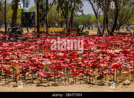 30 000 anémones céramiques (kalaniot) placées comme mémorial , site commémoratif du Nova Festival Banque D'Images