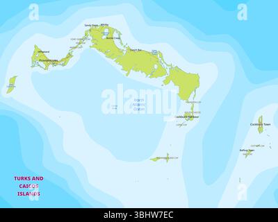Carte des îles Turques et Caïques Illustration de Vecteur