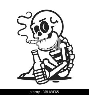 Street style ancienne étiquette avec crâne pour t-shirt Illustration de Vecteur