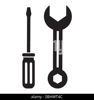 Un ensemble d'icônes varié comprenant des outils de tournevis et de clé essentiels pour diverses tâches Illustration de Vecteur