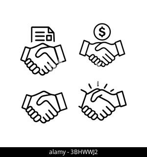 Icônes de poignée de main représentant les accords commerciaux, les partenariats et les efforts de collaboration Illustration de Vecteur