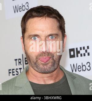 New York, États-Unis. 11 juin 2025. Gerard Butler assiste au Festival du film de Tribeca 'How to dresser Your Dragon' New York avant-première au SVA Theatre de New York City, NY, le 11 juin 2025 © Steven Bergman/AFF-USA.COM crédit : AFF/Alamy Live News Banque D'Images