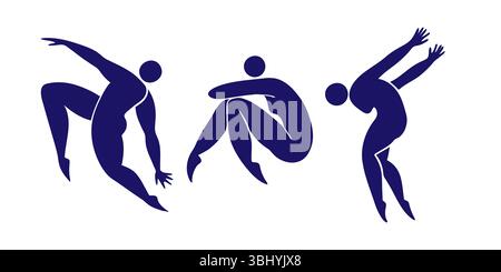 Ensemble d'illustration vectorielle isolée dans le style d'Henri Matisse, mettant en vedette des silhouettes humaines abstraites dans un design audacieux découpé sur fond blanc Illustration de Vecteur