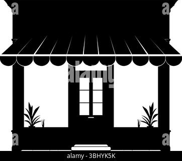 Storefront Silhouette - Boutique, Boutique ou Café Illustration de Vecteur